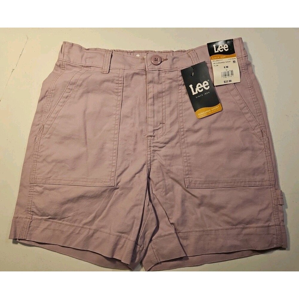 NWT Lee Women's Relaxed Fit Dungaree Short, High-Rise, Plum, Size 6 M